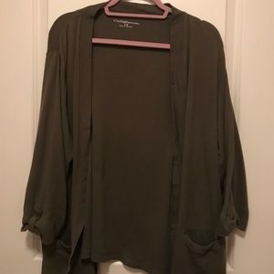 Croft & Barrow Open Front Olive Cardigan